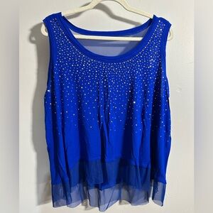 Jennifer Lopez Woman Size 1X Royal Blue Embellished Tank Top Lightweight